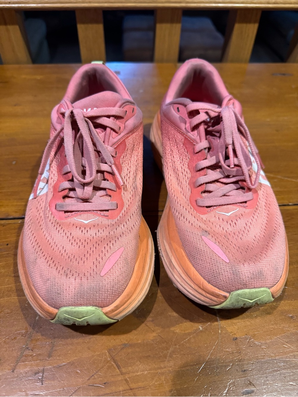 HOKA One Bondi 8 - peach yellow running shoes